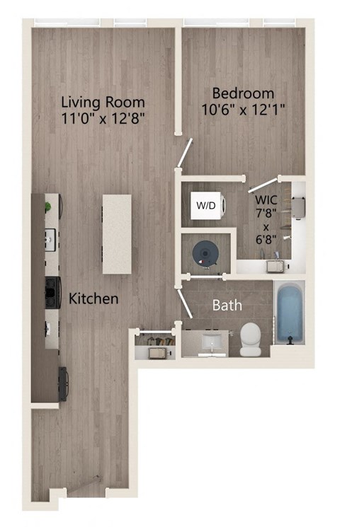 a floor plan of a 1 bedroom apartment